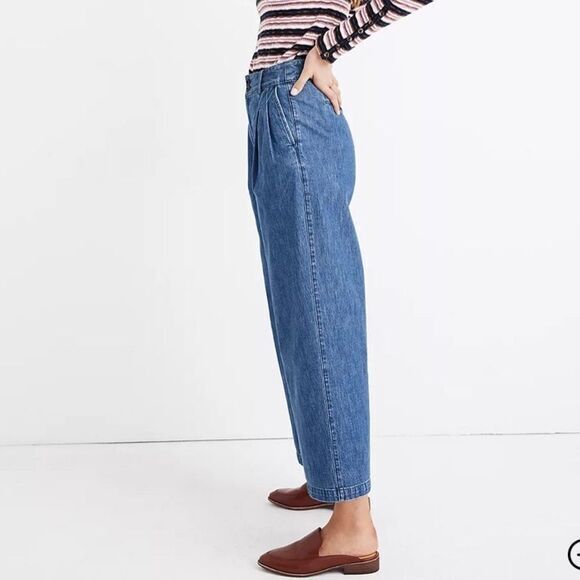 New! Madewell Pleated Wide-Leg Jeans, size 00 - Picture 3 of 16